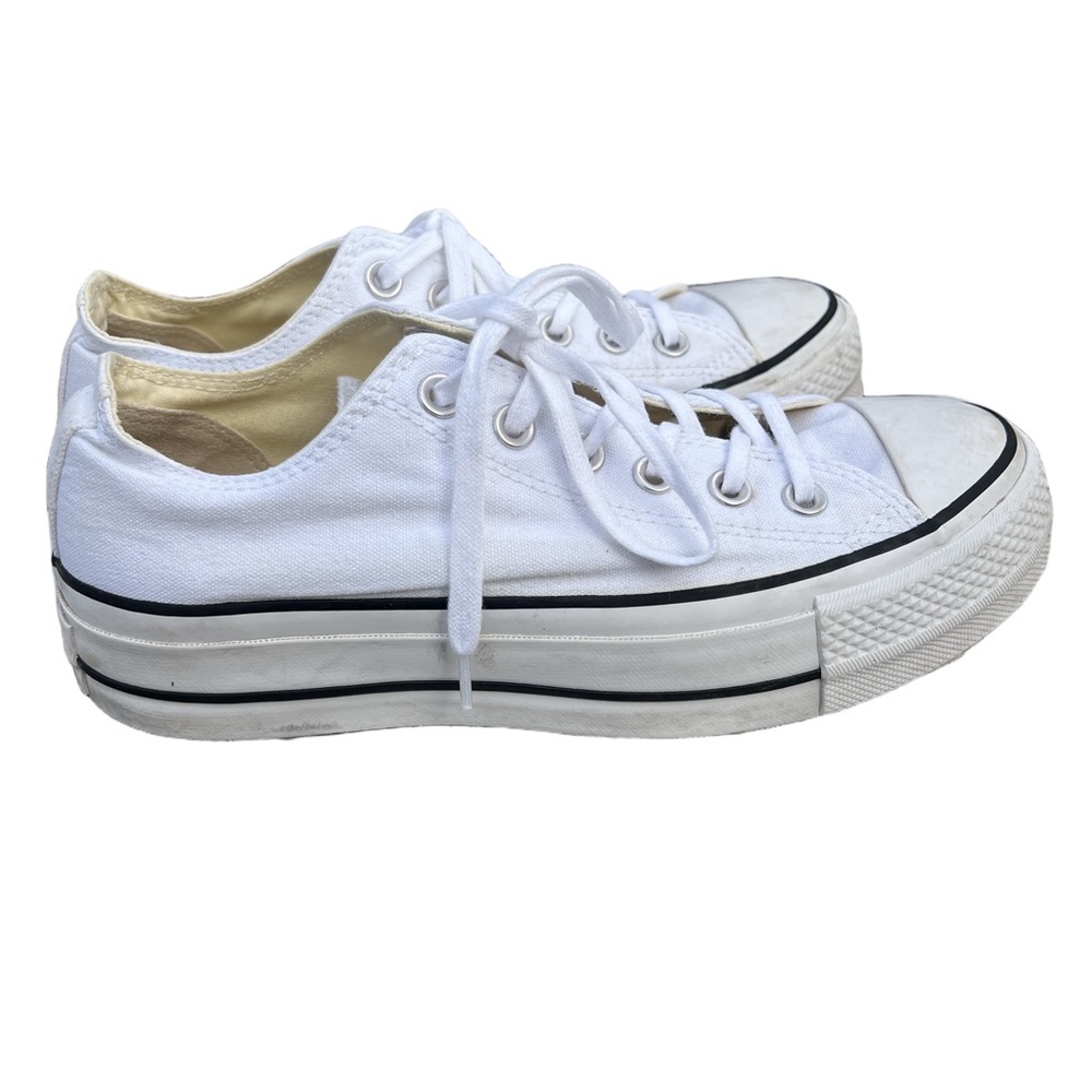 Converse All Star White Platform Sole Low-Top Sneakers - Picture 5 of 7